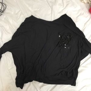 Black long sleeve with sequin pocket
