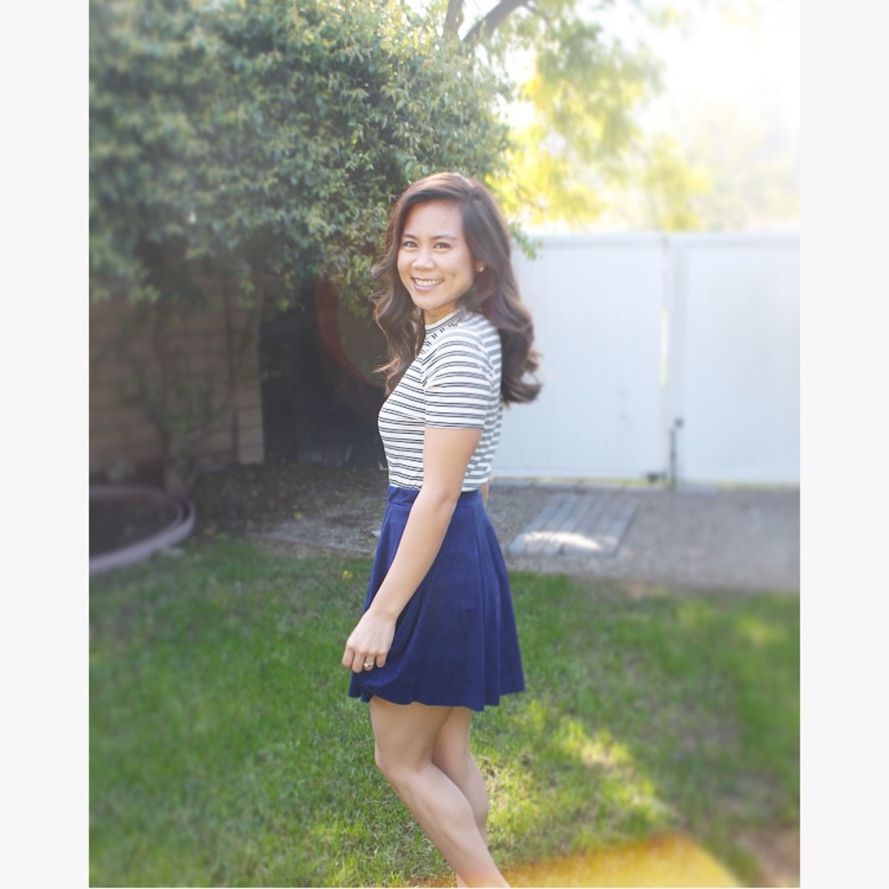 Blue Faux Suede Mini Skirt (SK1) - Picture 4 of 4