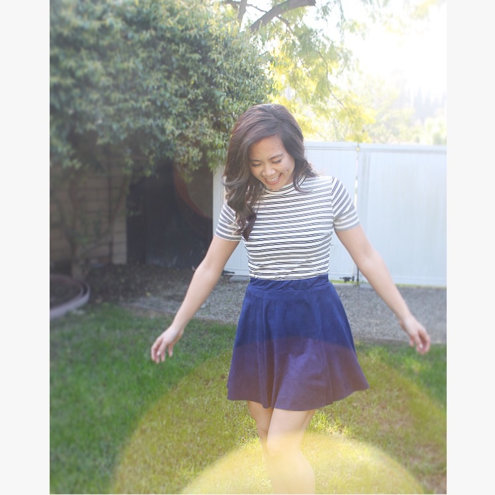 Blue Faux Suede Mini Skirt (SK1) - Picture 2 of 4