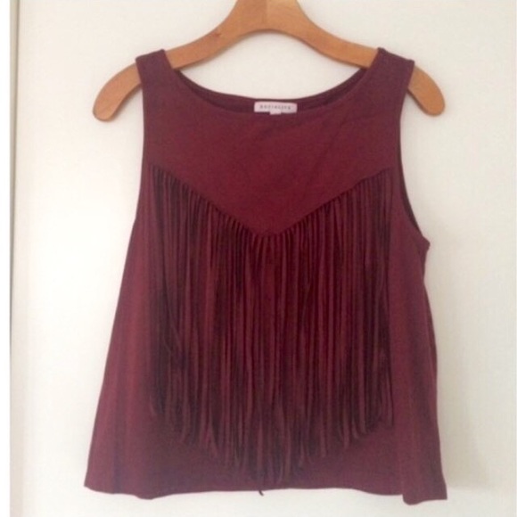 Nordstrom Tops - Nordstrom MaroonRed Fringe Western Suede Tank Top