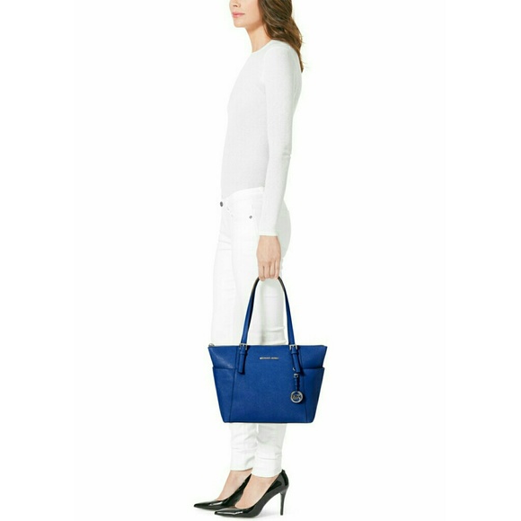 New! MICHAEL KORS Leather Tote Bag Electric Blue - Picture 3 of 8