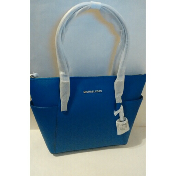 New! MICHAEL KORS Leather Tote Bag Electric Blue - Picture 5 of 8