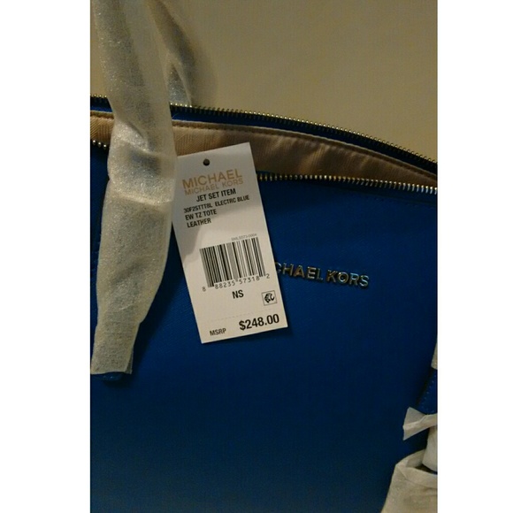 New! MICHAEL KORS Leather Tote Bag Electric Blue - Picture 8 of 8