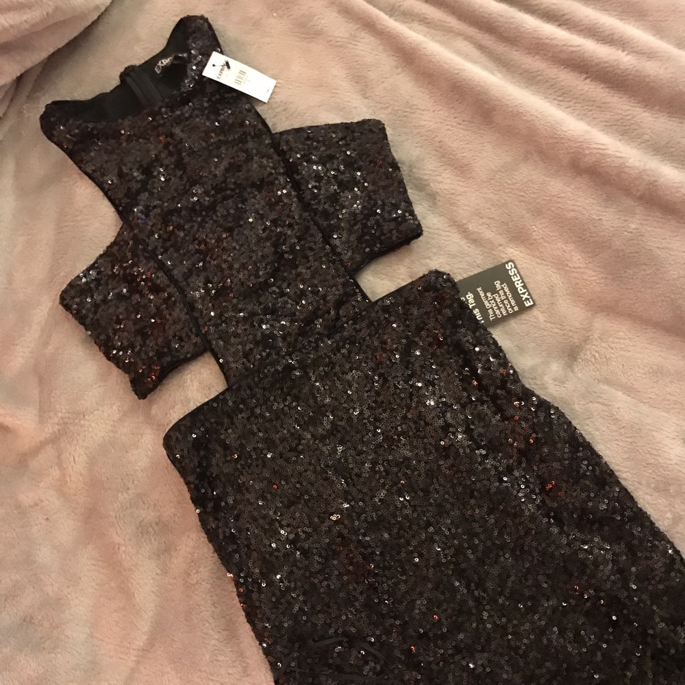New, Express, black, sequin dress
