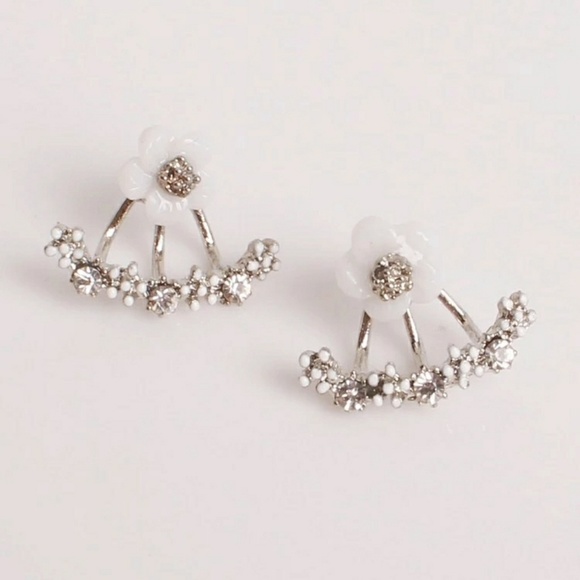Flower Stud Ear Jacket Earrings - Picture 2 of 5