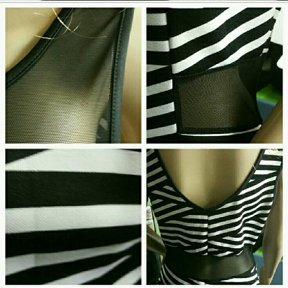 Striped meshed little mini dress L - Picture 4 of 4