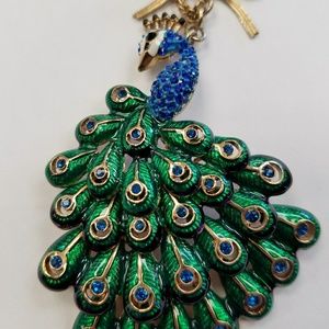 BETSEY JOHNSON PEACOCK PENDANT STATEMENT NECKLACE