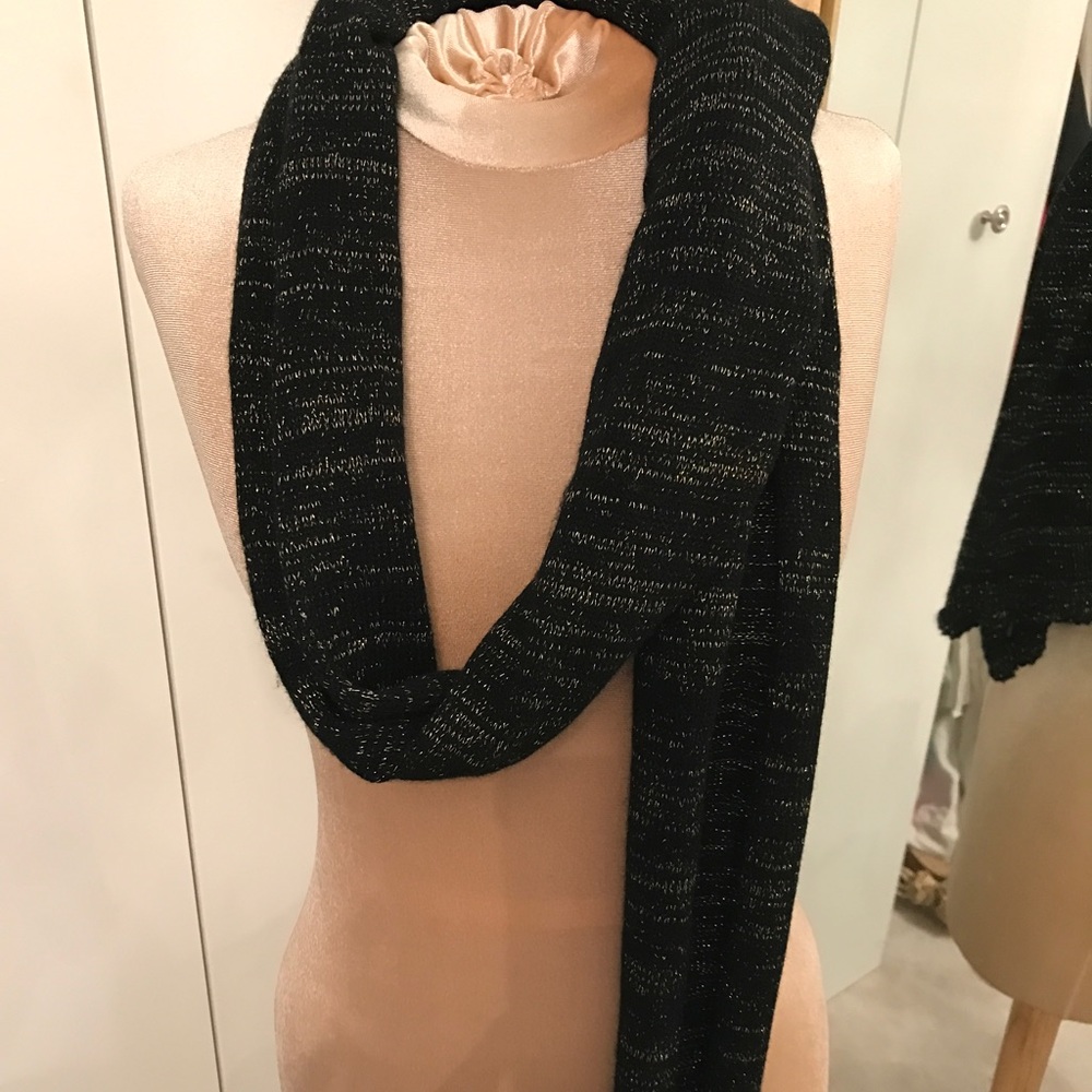 Black and gold sweater scarf - very long