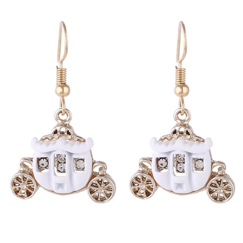 White Carriage Earrings - Picture 5 of 6