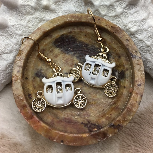 White Carriage Earrings - Picture 3 of 6