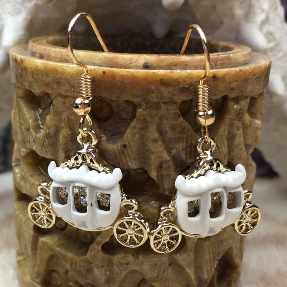 White Carriage Earrings - Picture 2 of 6