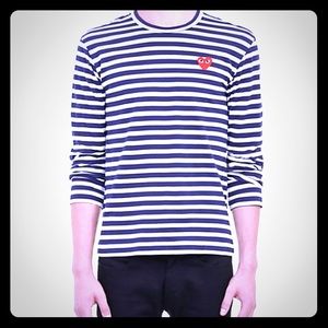 100% authentic cdg stripe men long sleeve