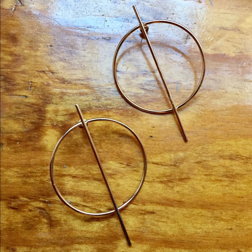 Geometrical Minimalistic Gold-Colored Earrings NWT - Picture 5 of 8