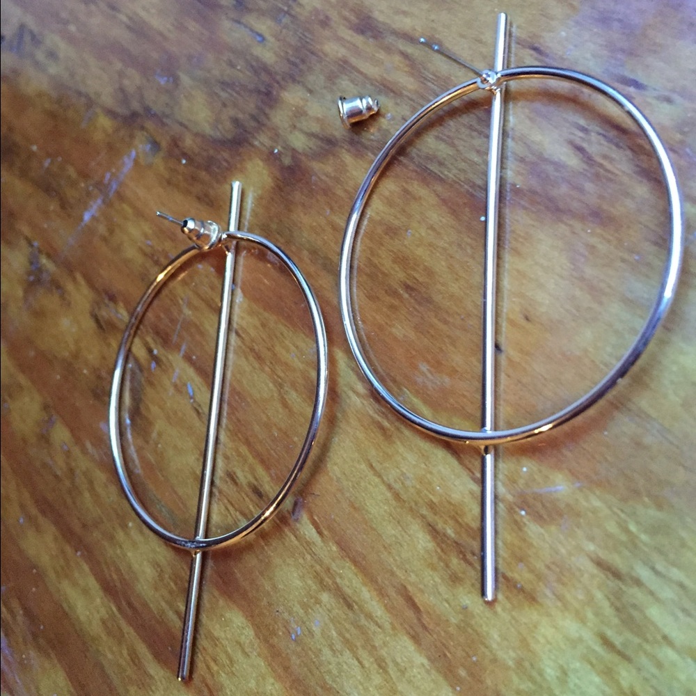 Geometrical Minimalistic Gold-Colored Earrings NWT - Picture 6 of 8