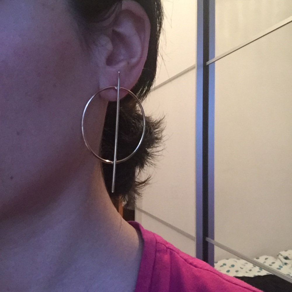 Geometrical Minimalistic Gold-Colored Earrings NWT - Picture 7 of 8