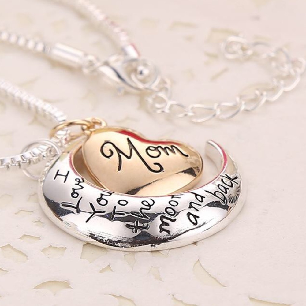 I Love You To The Moon And Back Mom Necklace - Picture 3 of 8