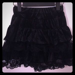 Gothic velvet and lace skirt