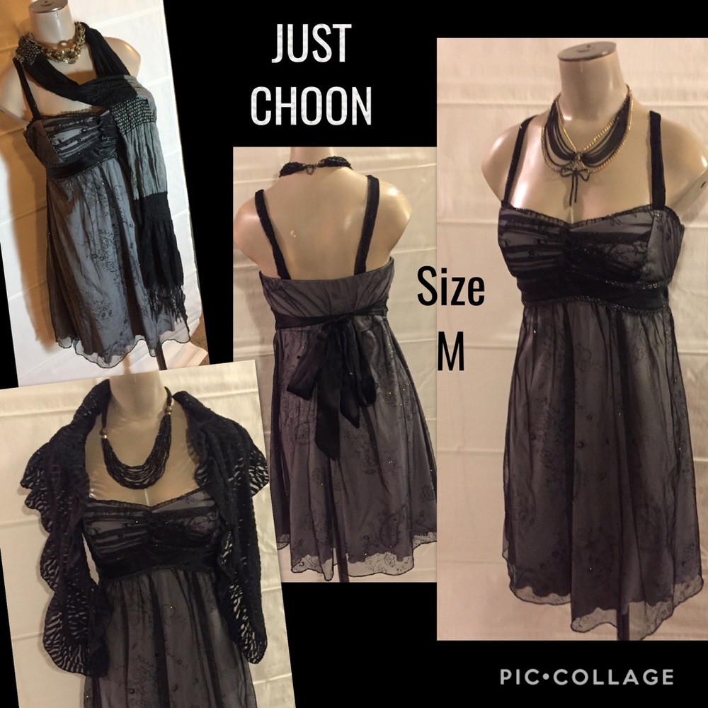 Just Choon black and gray prom dress. Size Medium