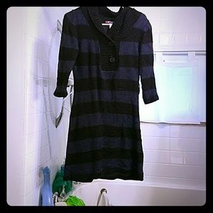 Blue and black sweater dress