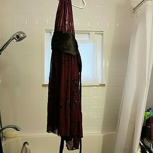 Black and purple halter top dress