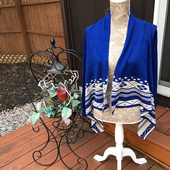 Julia Fashion Sweaters - ROYAL BLUE OPEN CARDIGAN SIZE SML