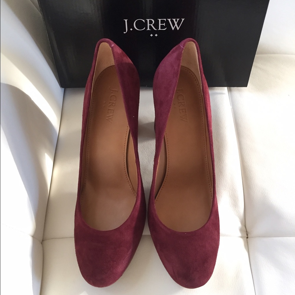 **NIB** J. Crew Olive Suede Pumps in "Cabernet"