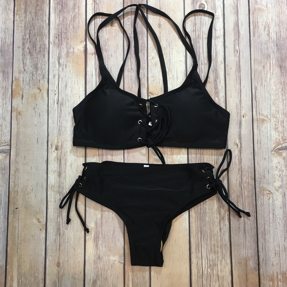 Restocked❗️Strappy Lace Up Black Bikini - Picture 3 of 4