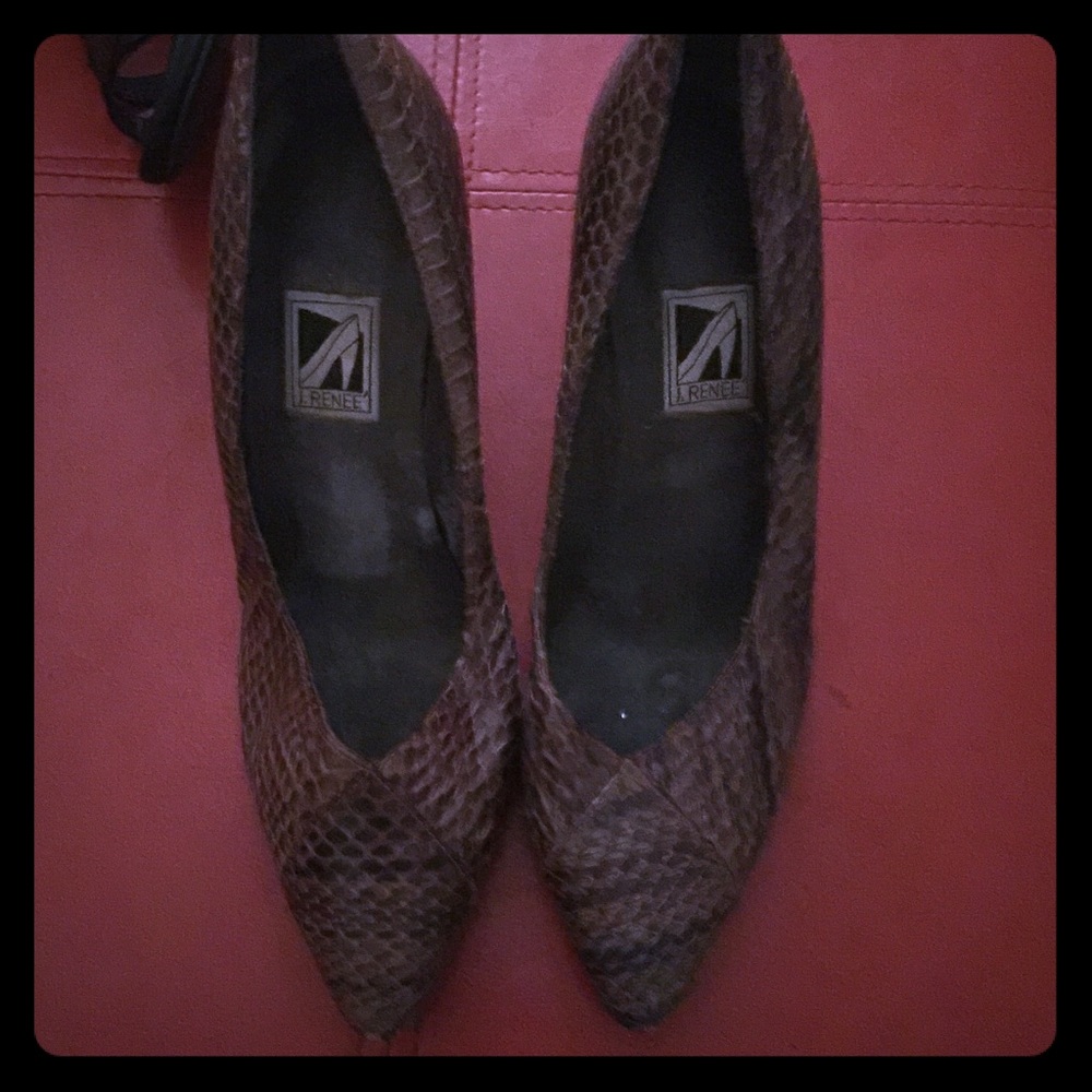 Purple snake skin heels