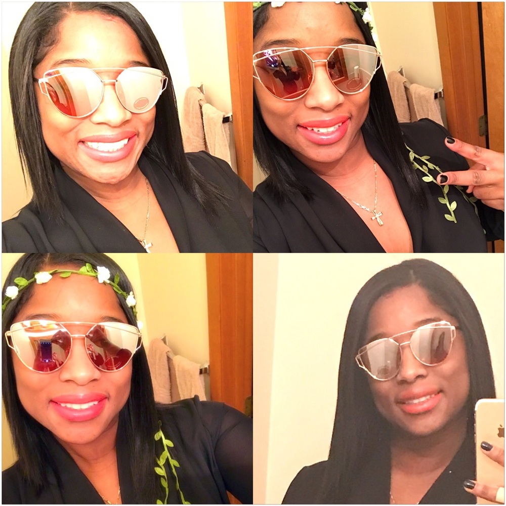 NEW Rose Gold Mirrored Cat Eye Sunnies - Picture 4 of 7