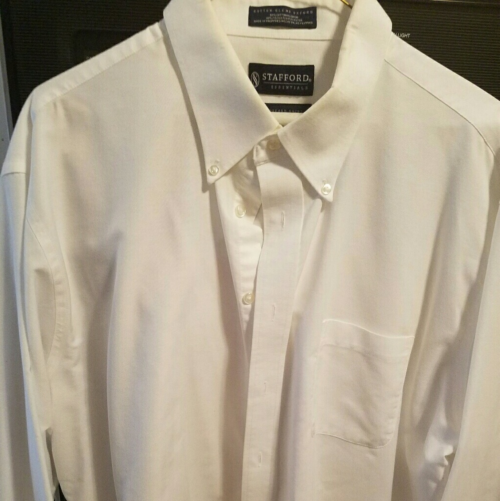 Men's Stafford white long sleeve shirt 18/36-37
