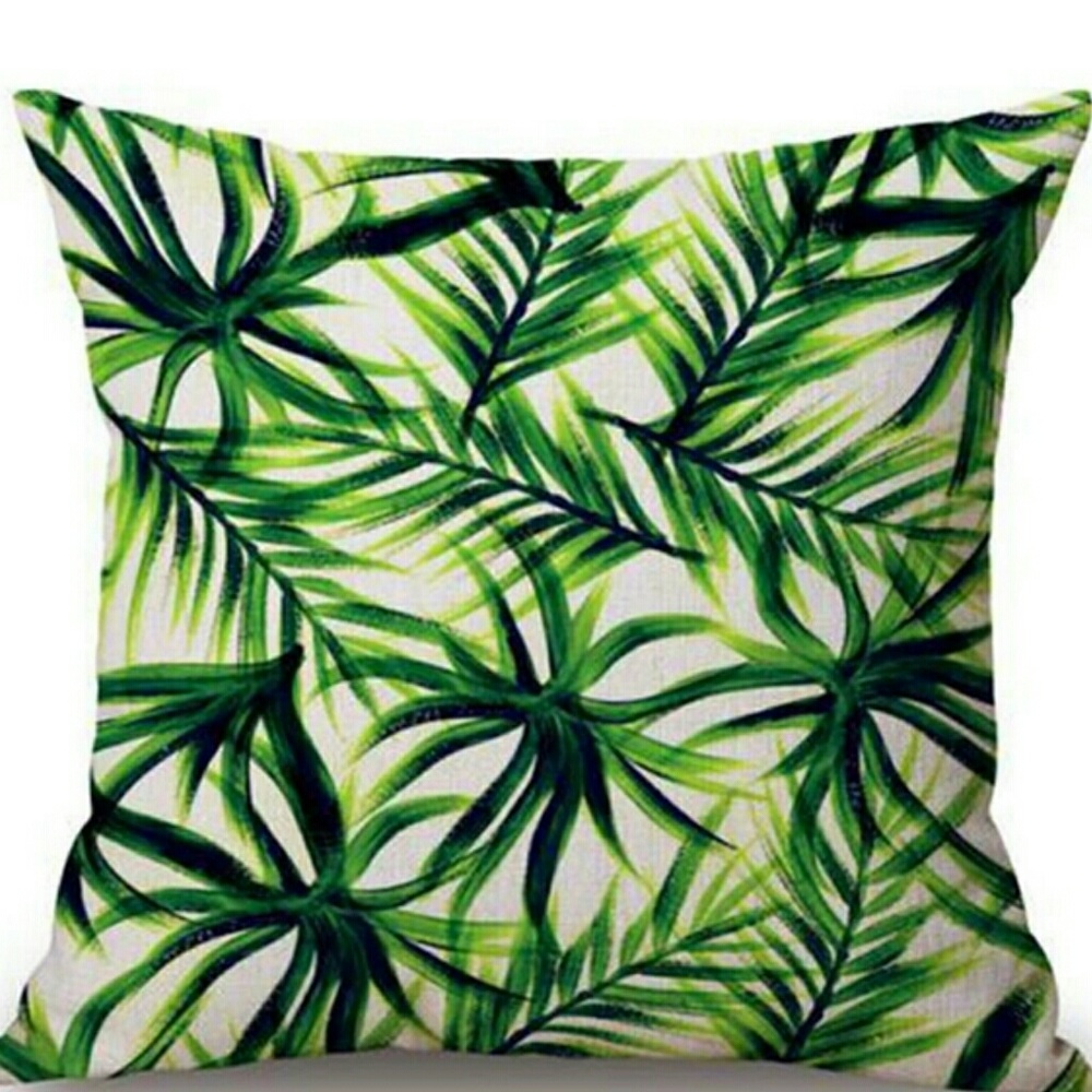☘NEW Fun Summer Palm Leaf Pillowcase - Picture 1 of 3