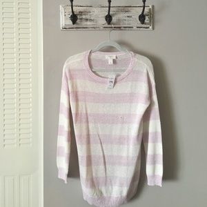 SALE! Medium Pink and White Striped LOFT sweater