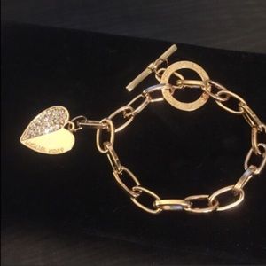 🆕MICHAEL KORS Crystal Heart Charm Toggle Bracelet