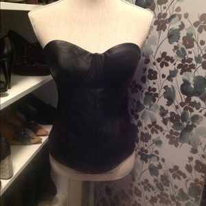 Guess Ponte black faux leather front bustier