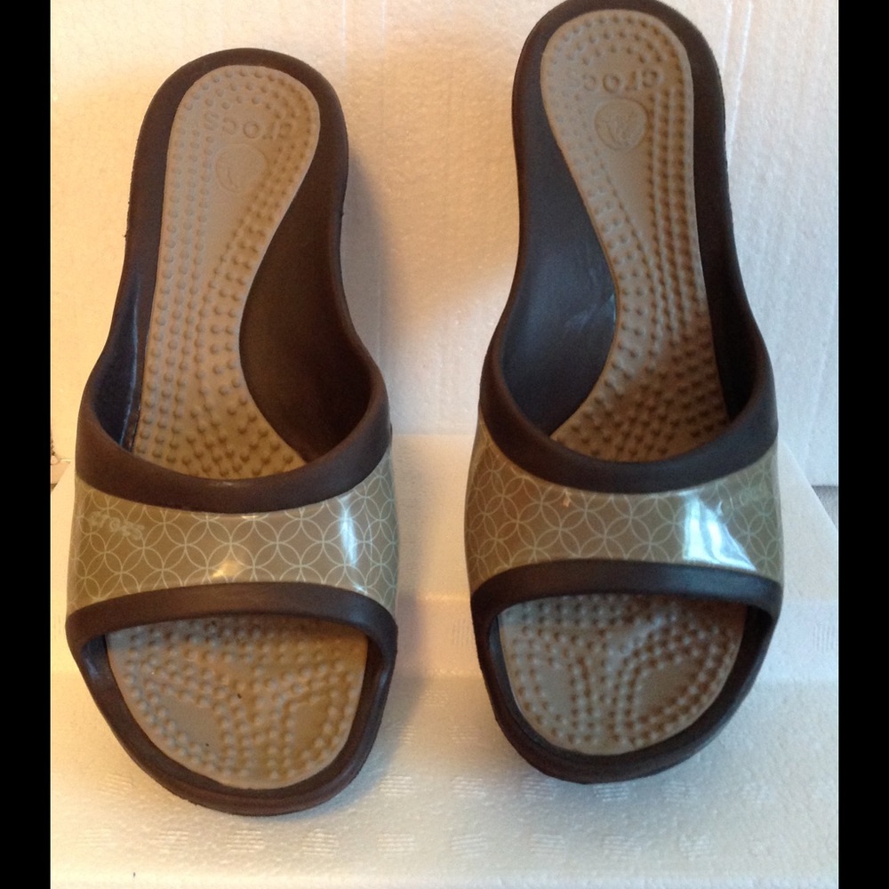 Crocs, Brown & Beige wedge Sandals