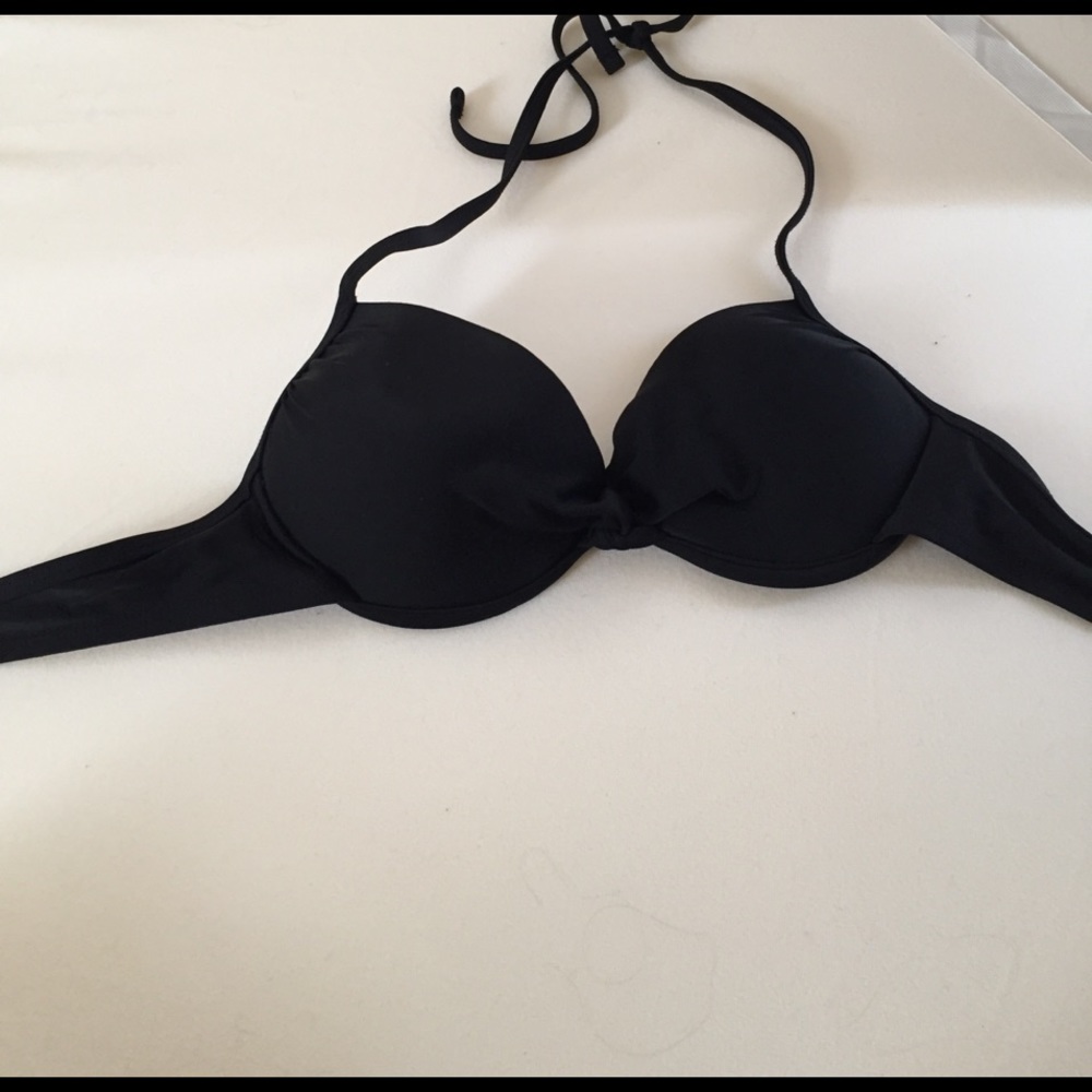 Black push-up halter bikini top