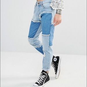 Patchwork boyfriend jeans
