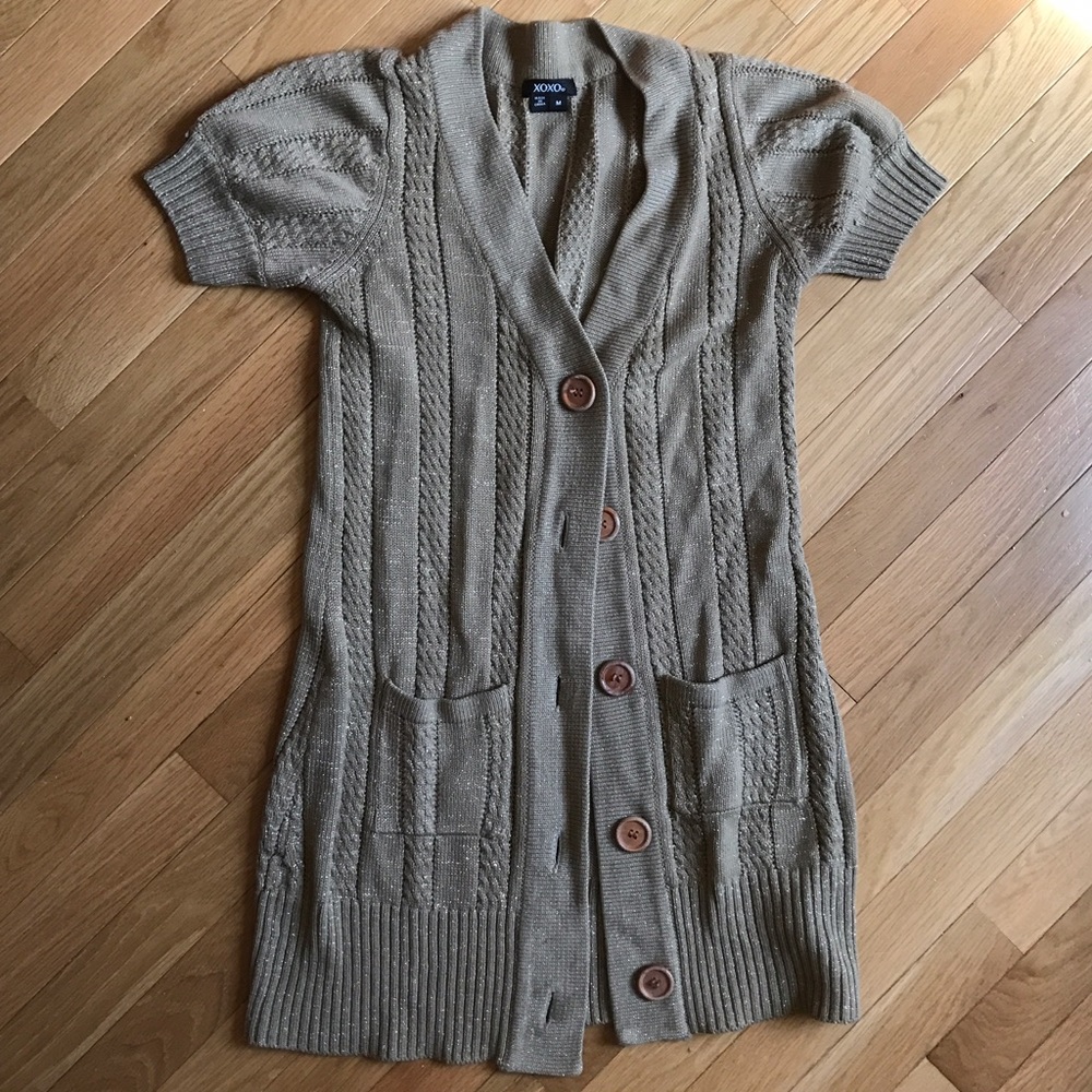 Gold glitter short sleeved cardigan