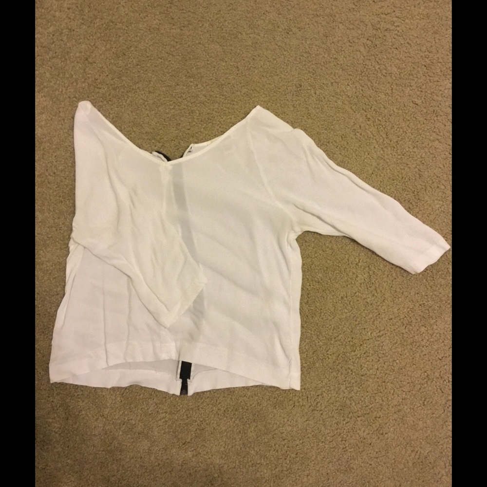 Sans souci white zip up dress shirt