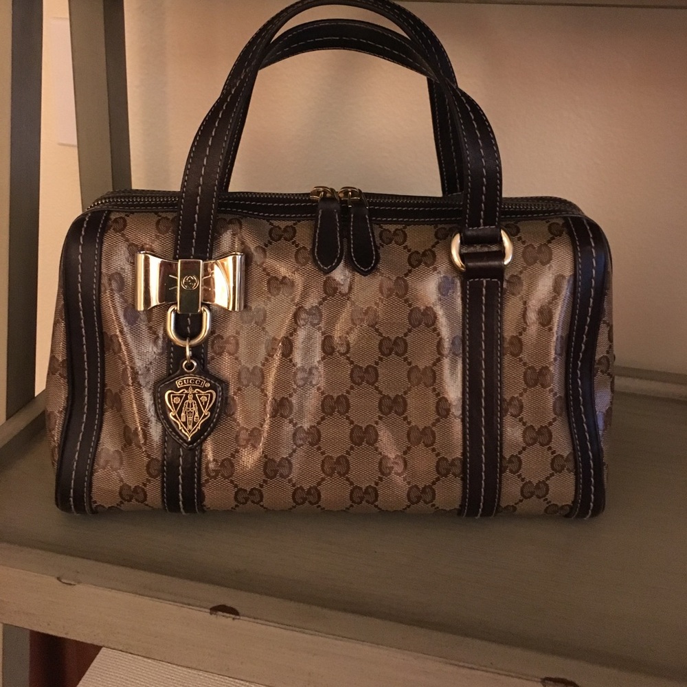 Gucci monogram coated canvas handbag