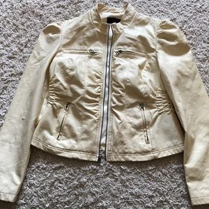 New Look cream leather jacket