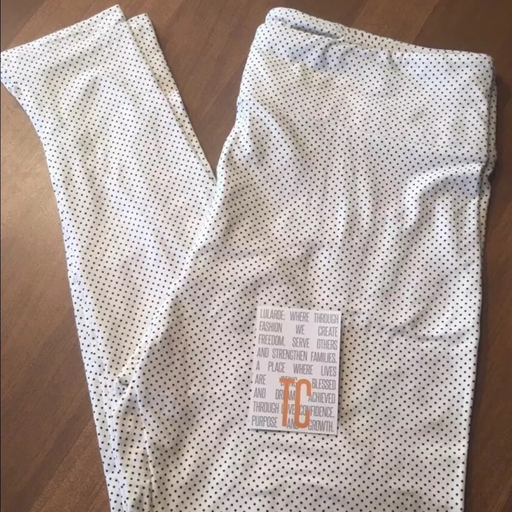 BNWT White with black mini polkadot leggings