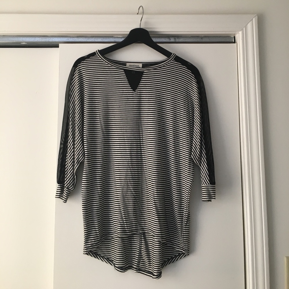 Size S never worn stripes top with mesh cut outs