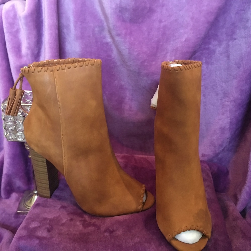 Beautiful peep toe leather booties