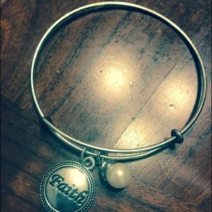 Bangle bracelet with faith charm