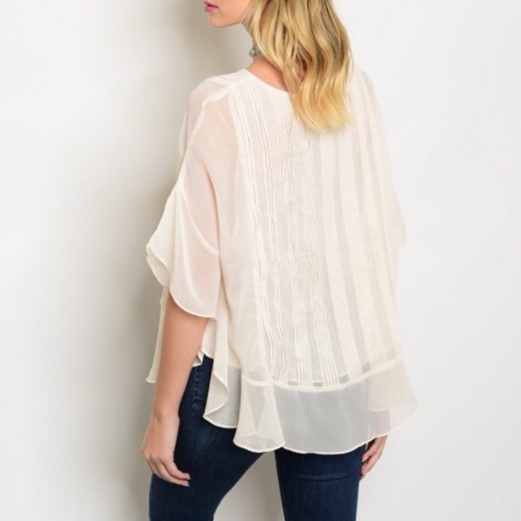 Mademoiselle Cream Pleated Blouse - Picture 3 of 3