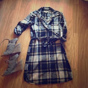 LOFT flannel shirtdress (belt included)