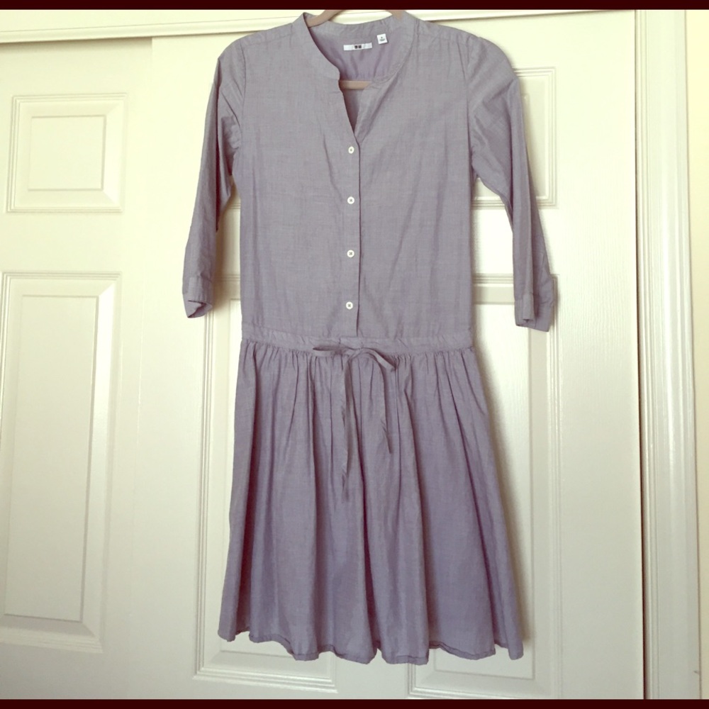 Uniqlo chambray 3/4 sleeve dress