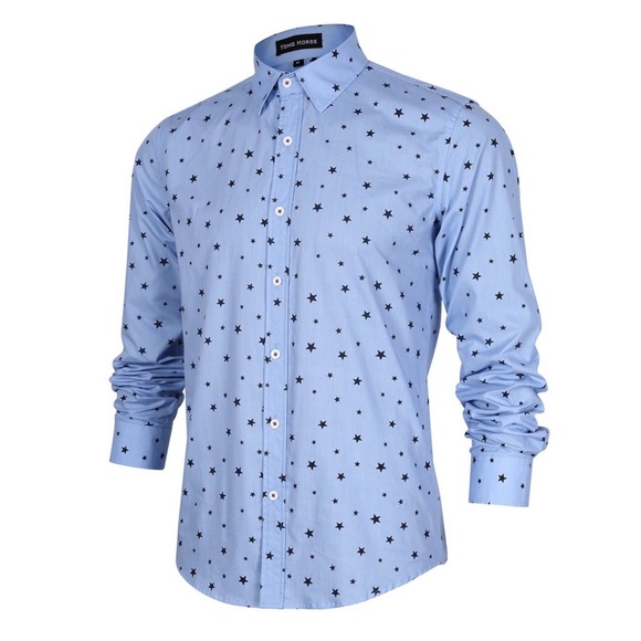 Other - MENS BUTTON DOWN BABY BLUE CASUAL SHIRT
