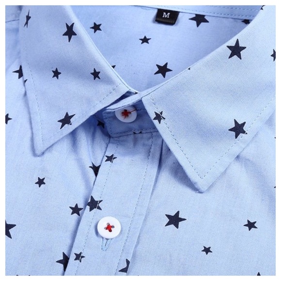 MENS BUTTON DOWN BABY BLUE CASUAL SHIRT - Picture 2 of 4